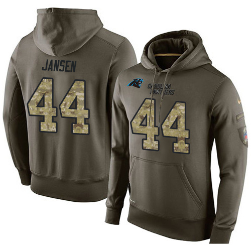 NFL Nike Carolina Panthers #44 J.J. Jansen Green Salute To Service Men's Pullover Hoodie